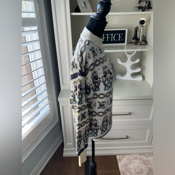 Vintage 80’S CLARISSA BELLINI Wool Ivory Knit Patterned Sweater Women’s SZ Small - Picture 13 of 16